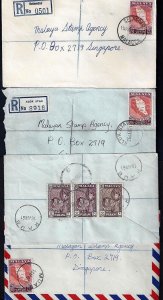 MALAYA SINGAPORE 1961 SPECIALIZED COLLECTION OF 12 REGISTERED COVERS FROM DIFFER