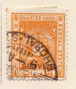 Indian States Bhopal 1936 Early Issue Fine Used 1/4a. Service Optd