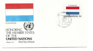 United Nations #326 15c Flag Series 1980, Luxembourg, Artmaster FDC