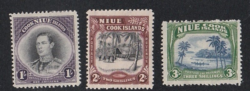 Niue # 73-75, King George VI Pictorials, Mint LH, 1/2 Hinged Cat.