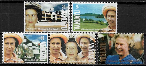 Vanuatu #555-9 MNH Set - Accession to the Throne