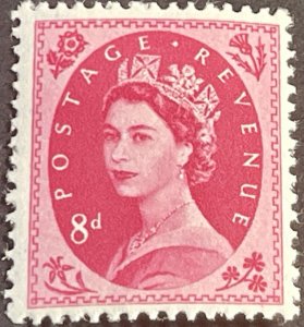 GREAT BRITAIN # 302-MINT/NEVER HINGED--SINGLE--BRIGHT ROSE--1953