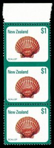 New Zealand 1975 QEII $1 Scallop IMPERF BETWEEN upper pair superb MNH. SG 1103a.