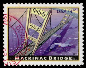 US #4438 Mackinac Bridge, HIGH VALUE,  fresh color and nice red cancel,  CHOICE!