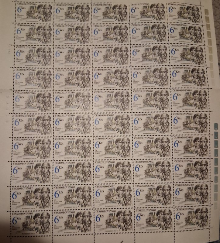 CZECHOSLOVAKIA: 1-5x6 Sheet of 30 6-Cent Stamps  Unused Mint MNH OG WW Worldwide