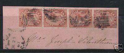 Canada #14 Used Strip Of Three  **With Certificate**