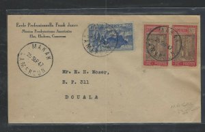 CAMEROUN COVER (P1503B)  1947 COVER  80CX2+40C MISSION COVER MAKAK TO DOUALA 