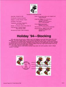 US SP1081 Christmas Stocking 2872 Souvenir Page FDC