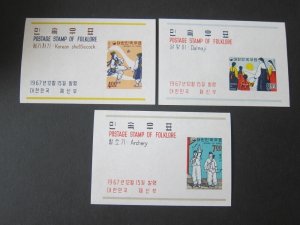 Korea 1967 Sc 561a-63a set MNH