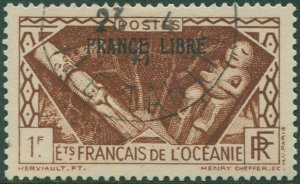 French Oceania 1941 SG140 1f brown Adherence to General de Gaulle ovpt FRANCE LI