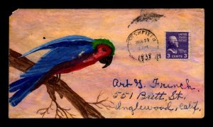 1938 ACE Artist #115 Handpainted - Parrot On Branch - L33105