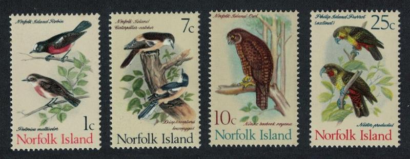 Norfolk Robins Tviller Owl Parrots 4v issue July 1970 SG#103=113