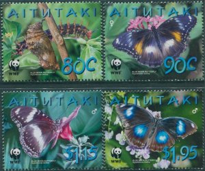 Aitutaki 2008 SG723-726 WWF Butterflies set MNH