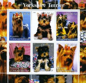 Turkmenistan Dogs Yorshire Terrier (6) Perforated mnh.vf