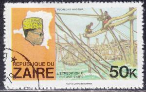 Zaire 909 USED 1979 Pres. Mobotu, Map of Zaire, Fishermen