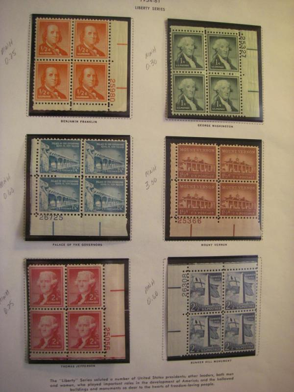 Scott 1030-1052 Liberty Series Plate Blocks, Complete, MNH