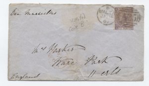 1867 Malta cover to England Great Britain 6d #45 plate 5 A25 cancel [6521.203]