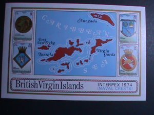 VIRGIN ISLANDS-1974 INTERPEX'74 STAMP SHOW-NAVAL CRESTS- MNH SHEET VF