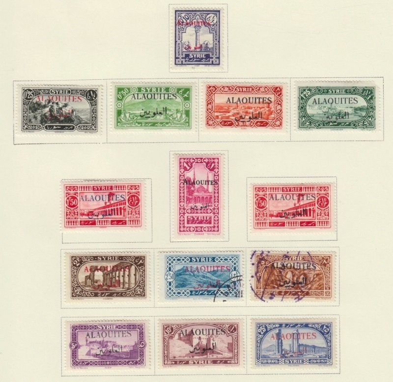 FRENCH OFFICES ALAOUTIES MINT H /USED SC #25-37 OVERPRINTS CAT $67.50
