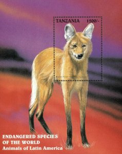 Tanzania 1997 - Endangered Latin Animals, Maned Wolf - Souvenir Sheet - 1633 MNH