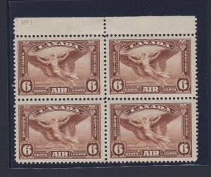 4x Canada Air Mail Stamps; #C5-6c Block 1x MNH 3x MH VF Guide Value = $27.00