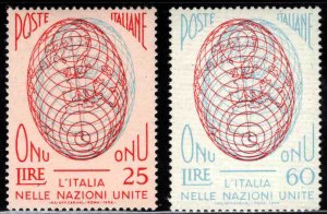 Italy Scott 718-719 MNH**  Admission to UN stamp set