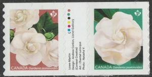 Canada 3168a Gardenia P gutter coil pair MNH 2019