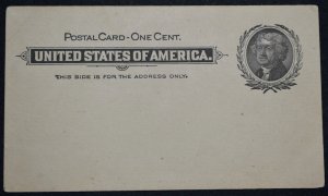 1897 US Sc. #UX14 mint postal card, fair condition