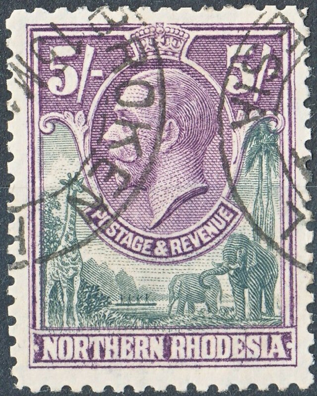 Northern Rhodesia 1925 KGV 5/- Slate-Grey & Violet Used