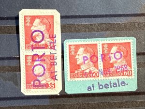 1960's Denmark 2 Different Porto at Betale 'Postage Due' Handstamps on Piece