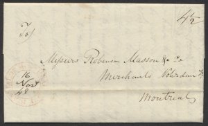 1843 St Anne I. Of Montreal Double Circle On SFL to Montreal Contents