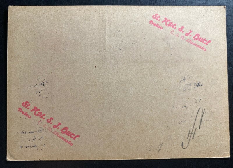 1937 Pardubice Czechoslovakia First flight Postcard Cover FFC To Prague