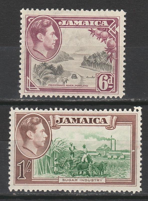 JAMAICA 1938 KGVI PICTORIAL 6D AND 1/- PERF 12.5