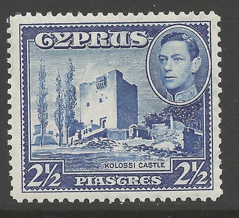 Chipre SG156 1938 2 1/2 Pi azul ultramar MTD Menta 