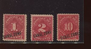 Canal Zone J1-J3 Postage Due Mint Set of 3 Stamps (Stock CZJ2-vk1)