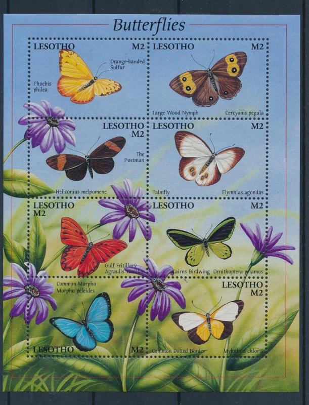 [36163] Lesotho 2001 Butterflies Schmetterlingen Papillons  MNH Sheet