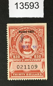 MOMEN: US STAMPS # R580 REVENUE USED $25 LOT #13593