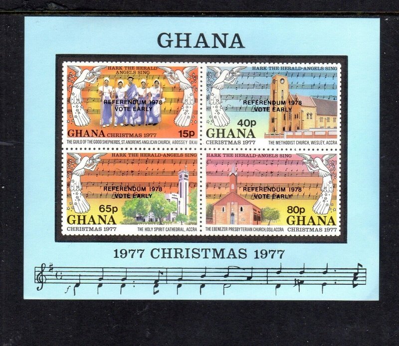 GHANA #644 1978  CHRISTMAS OVPRT. MINT VF NH O.G IMPERF. S/S4