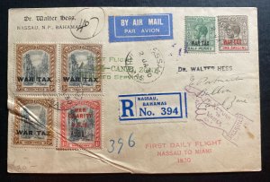 1930 Nassau Bahamas first flight Airmail Cover FFC To Miami FL Usa