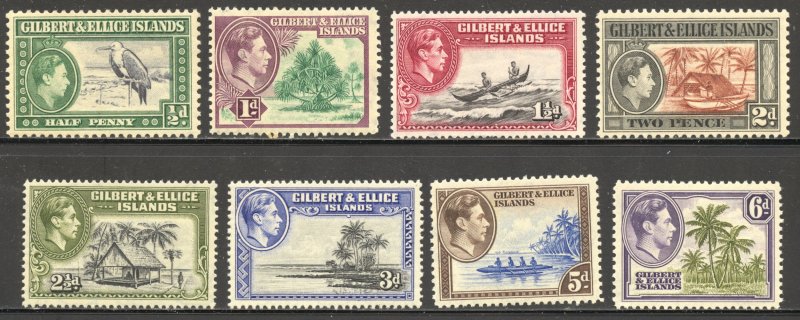 Gilbert & Ellice Islands Scott 40-47 Unused HOG - 1939 Island Scenes - SCV $6.05