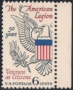 #1369 6 cent American Legion, mint OG NH EGRADED XF 93 XXF