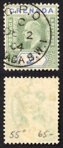 Grenada SG64 KEVII 2/- wmk crown CA CDS used Cat 65 pounds