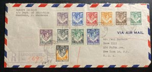 1948 Livingston Northern Rhodesia Registered Cover To New York USA Sc#42-3 