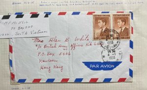 1958 Saigon VietNam Army Post Office Airmail Cover to Kowloon Hong Kong