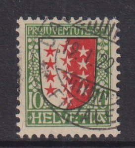 Switzerland   #B18  used  1921  Pro Juventute  Arms 10c Valais