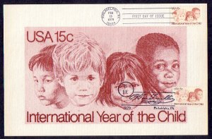 United States, Scott cat. 1772. Int`l Year of the Child. Poster with First day ^