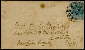 CSA #2 MILKY BLUE MARGIN COPY ON COVER W/ RICHMOND, VA CDS DEC.7,1862 BQ3598