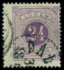 SWEDEN #J7 (L7) 24ore violet, p. 14, used, F/VF, scarce stamp, Scott $375.00