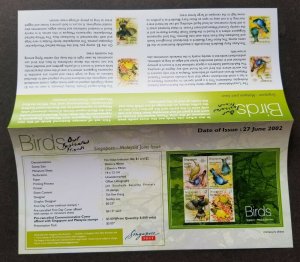 Singapore Malaysia Joint Issue Tropical Birds 2002 Woodpecker Flower (p.pack MNH