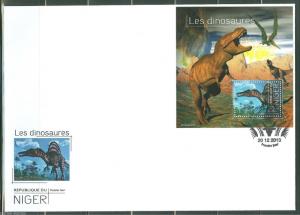 NIGER  2013 DINOSAURS  SOUVENIR SHEET   FIRST DAY COVER